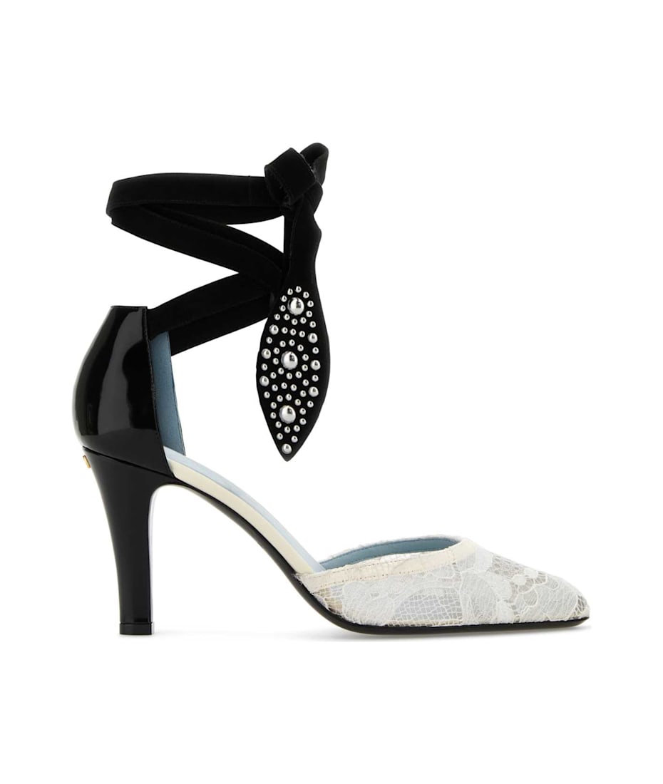 パンプス Valentino Garavani Two-Tone Leather Foliefoliage Pumps Valentino Garavani Two-tone Lace And Leather Foliefoliage