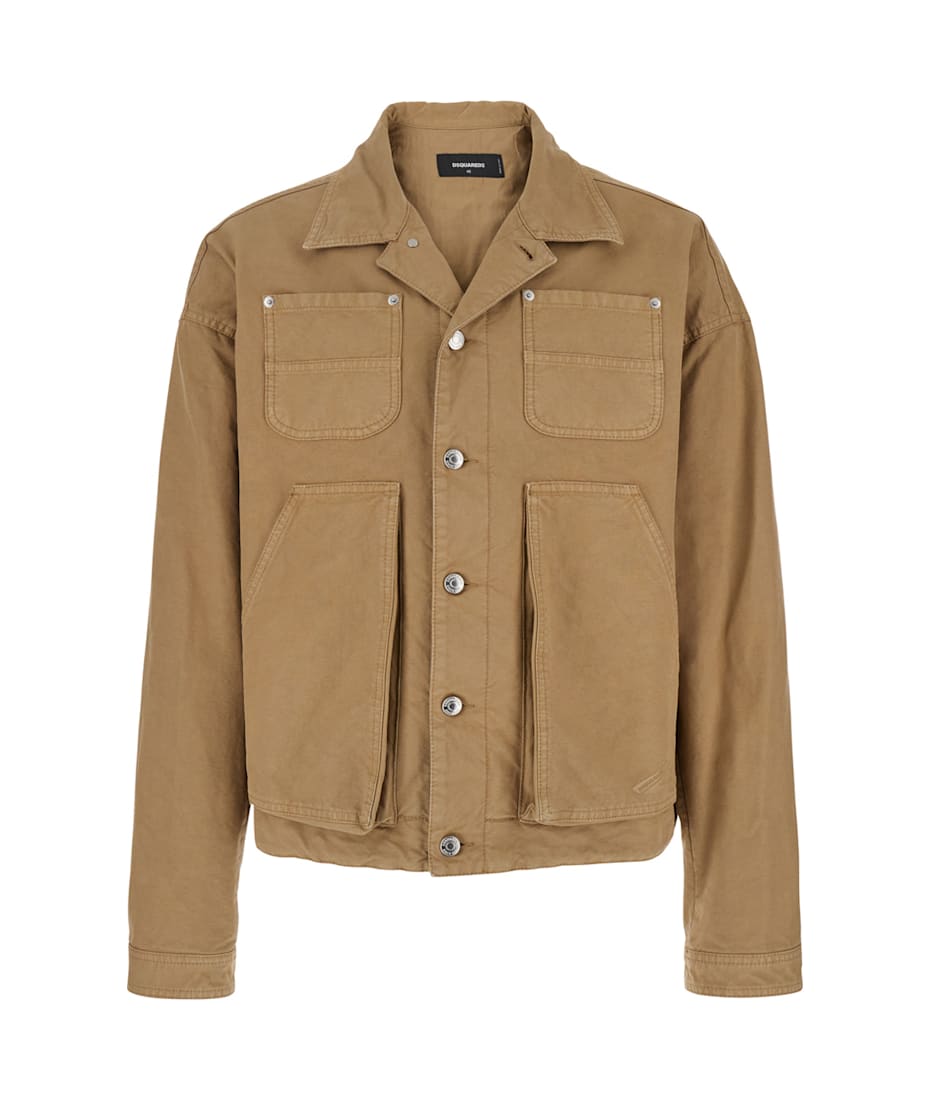 ジャケット D SQUARED2 SS25 Beige cotton jacket (S75DL0908S78205 114) Dsquared2 Beige Cotton Jacket | italist
