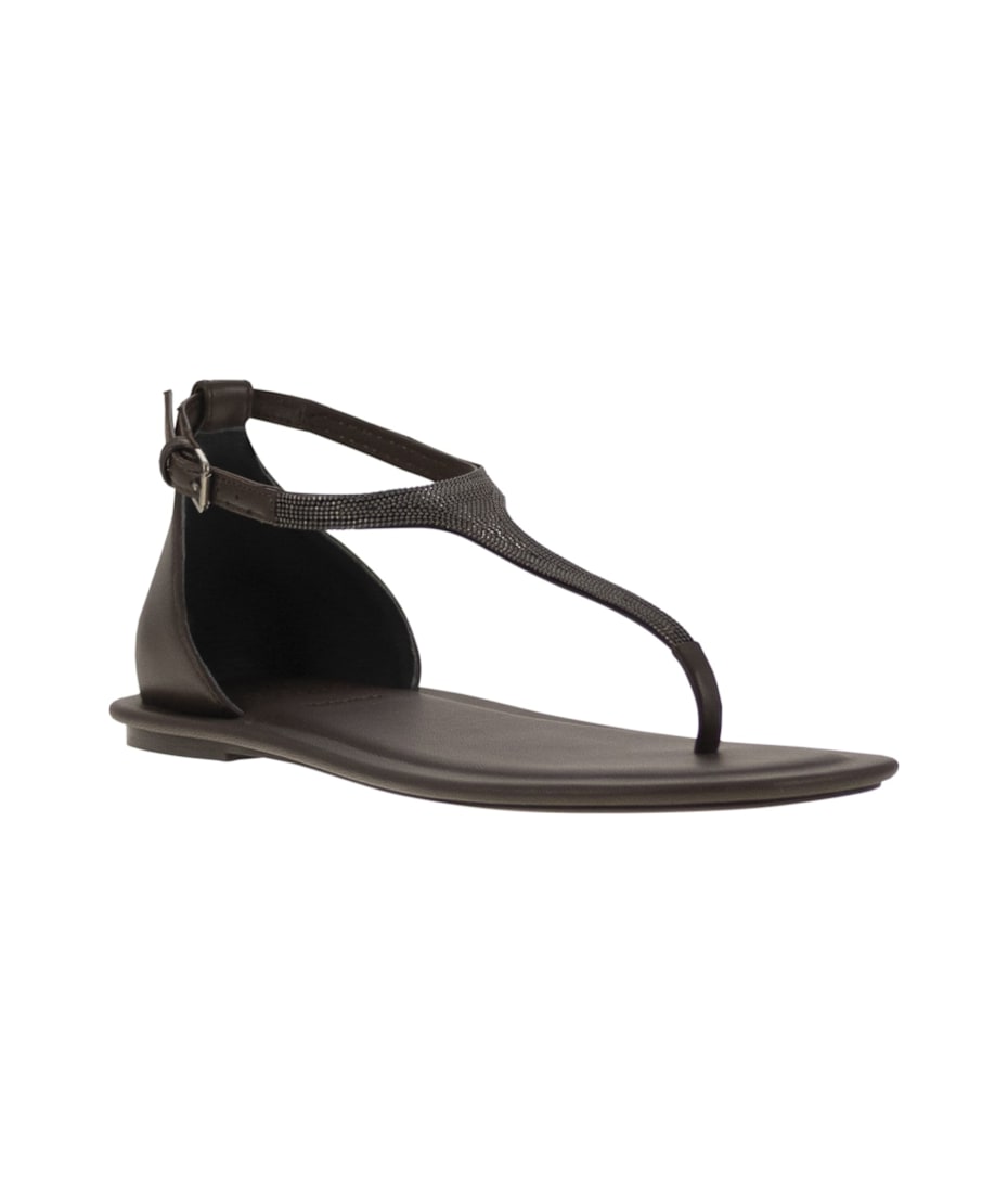 サンダル BRUNELLO CUCINELLI Nappa leather sandals with Precious Strap Brunello Cucinelli Nappa Leather Sandals With Strap