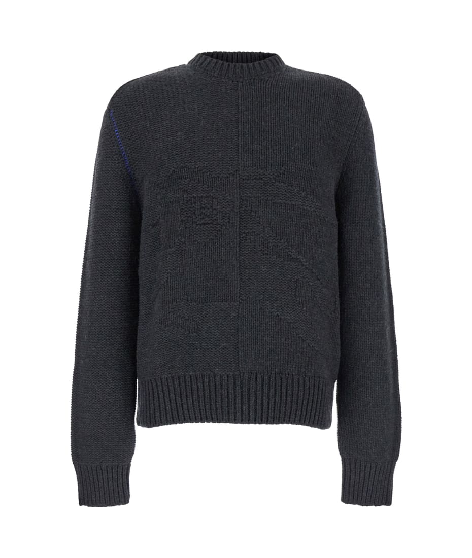【送料&関税込】Burberry Grey Sweater With Equestrian Knight Burberry Grey Sweater With Equestrian Knight Jacquard Motif