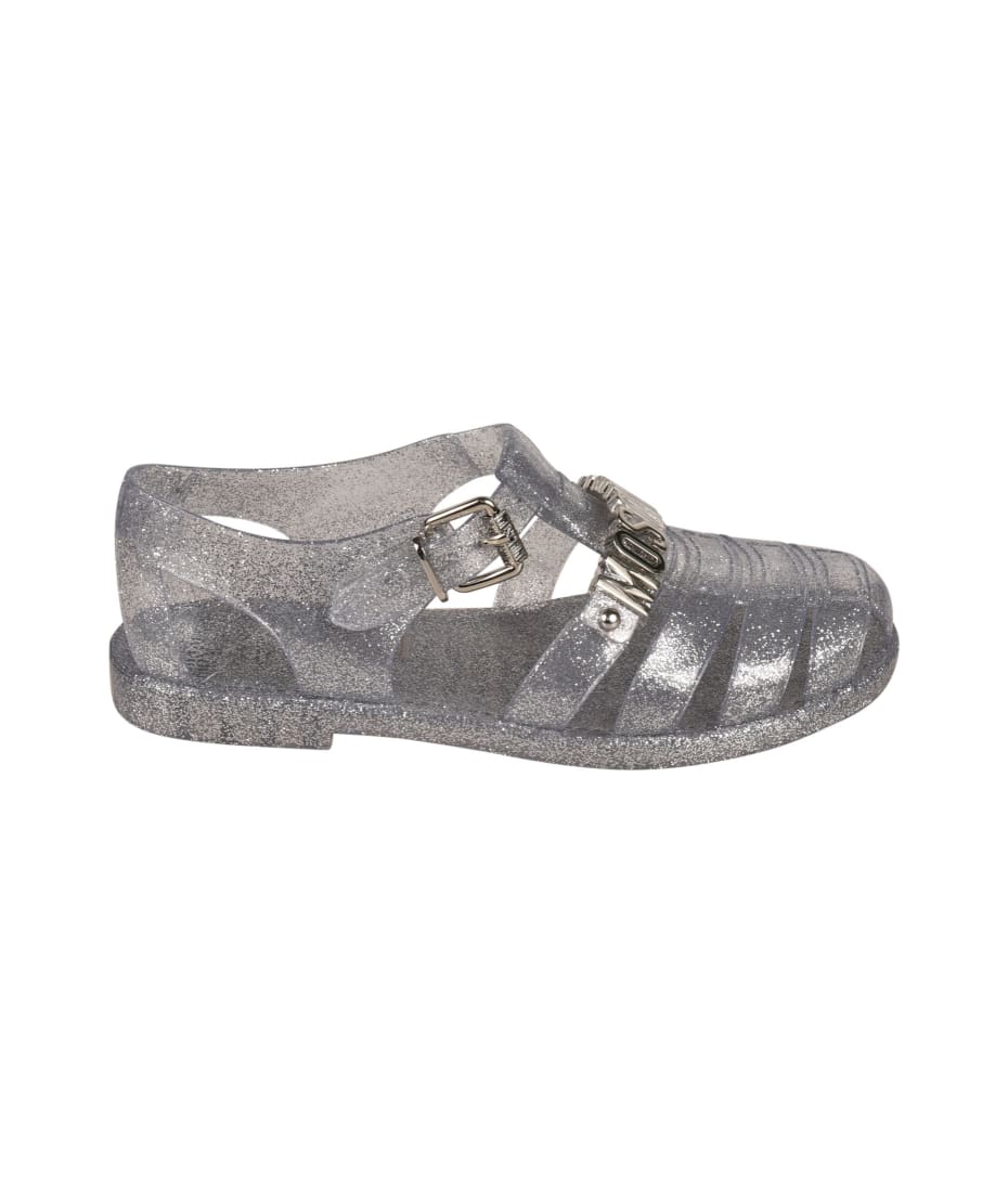 Moschino Glitter Embellished Jelly Logo Sandals italist, ALWAYS