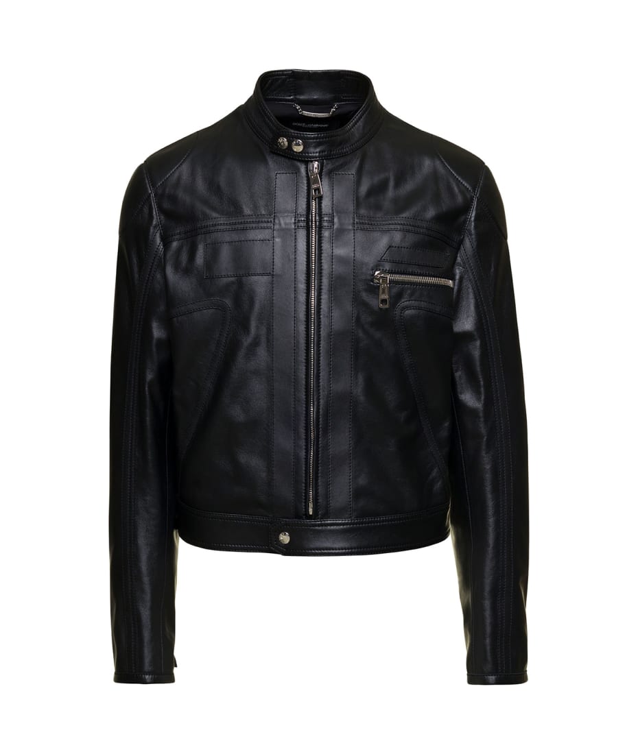 Dolce & Gabbana Black Nappa Leather Jacket | italist, ALWAYS LIKE