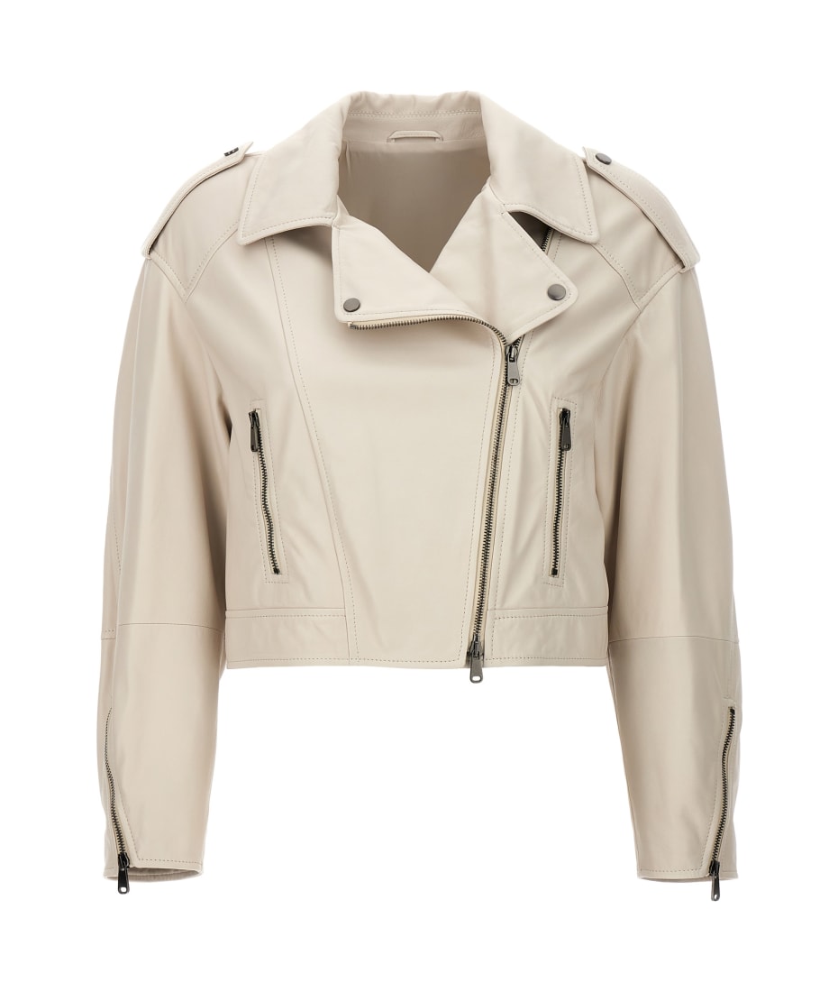 Brunello Cucinelli Leather Biker Jacket | italist