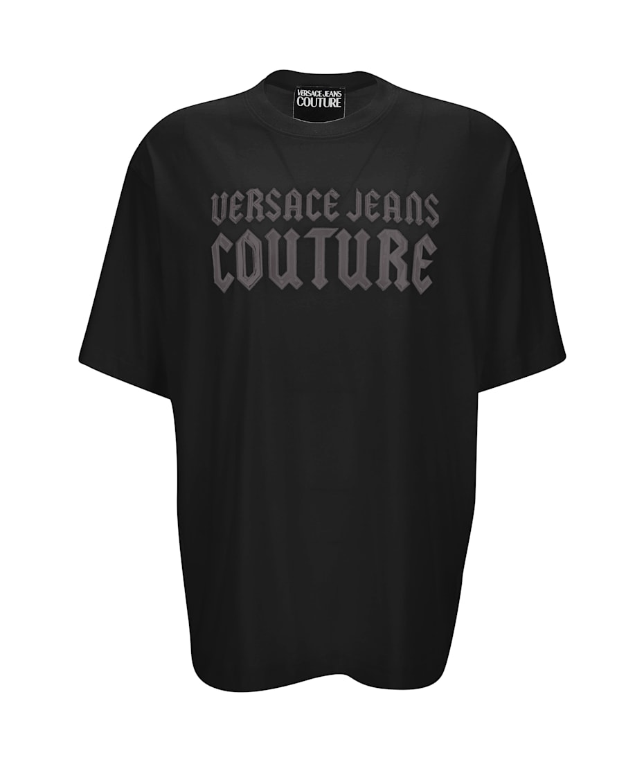 Tシャツ・カットソー VERSACE JEANS COUTURE Men T-shirt Black 76GAHT0276UP600 G89 Versace Jeans Couture logo-print Organic Cotton T-shirt
