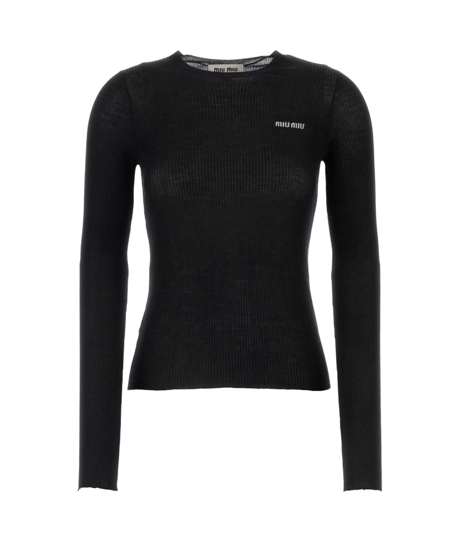 Miu Miu Black Cashmere Blend T-shirt | italist