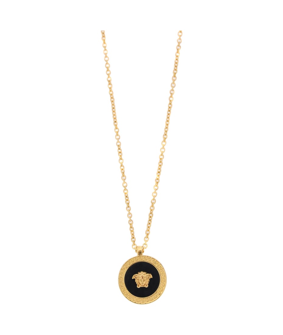 Versace 'medusa' Gold Brass Necklace - Black