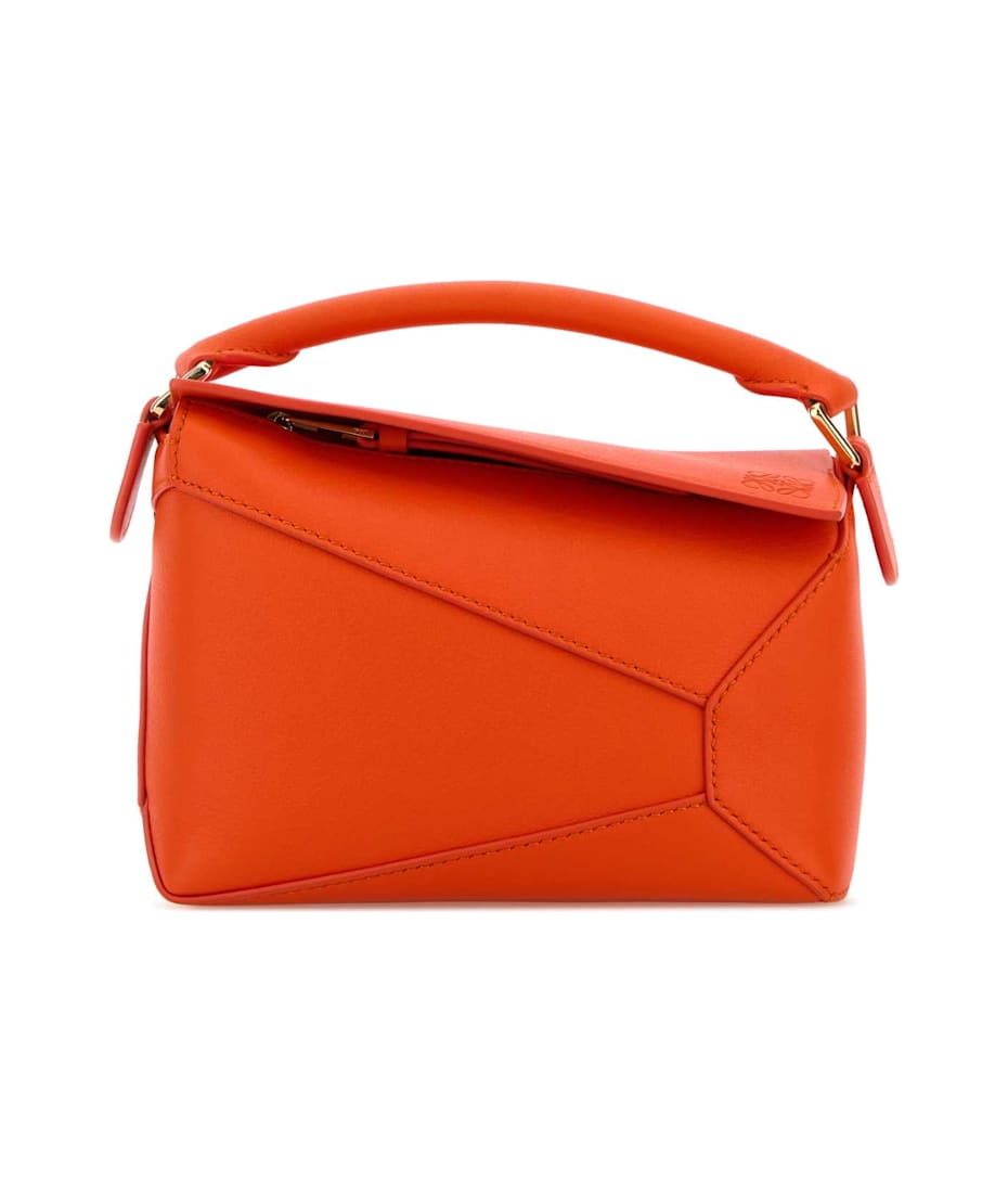 Loewe Orange Leather Mini Puzzle Handbag | italist