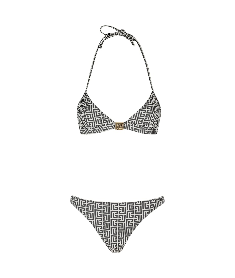 ビキニ Balmain Triangle Bikini With Subtle Check Pattern Balmain Triangle Bikini | italist