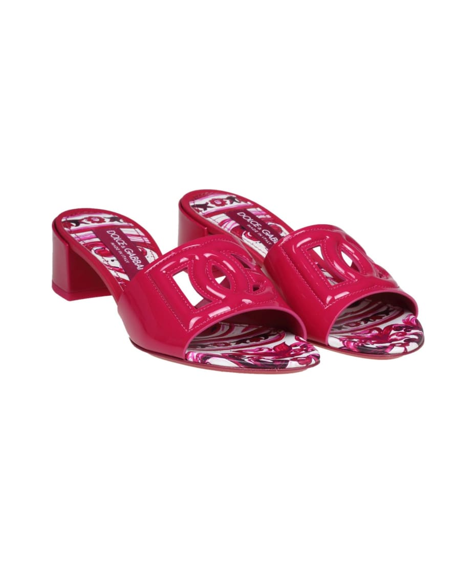 Dolce & Gabbana Slide In Patent Leather With Dg Logo