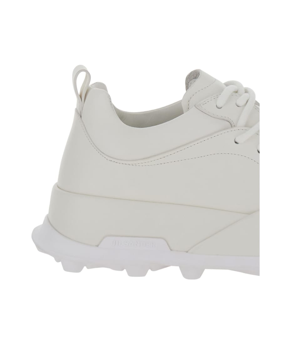 Jil Sander 'orb' White Low Top Sneakers With Cleated Sole In Leather Man - White