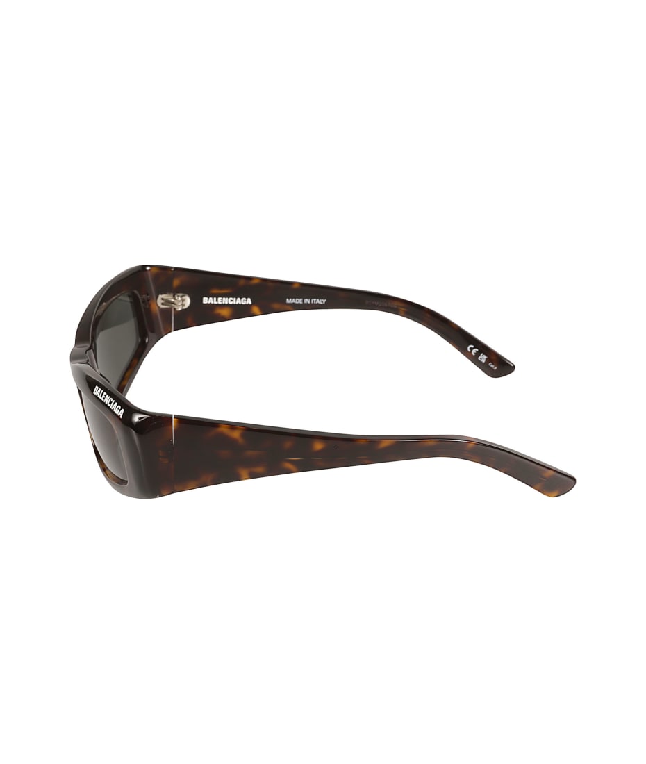 Balenciaga Eyewear Rectangular Frame Flame Effect Sunglasses - Havana/Green