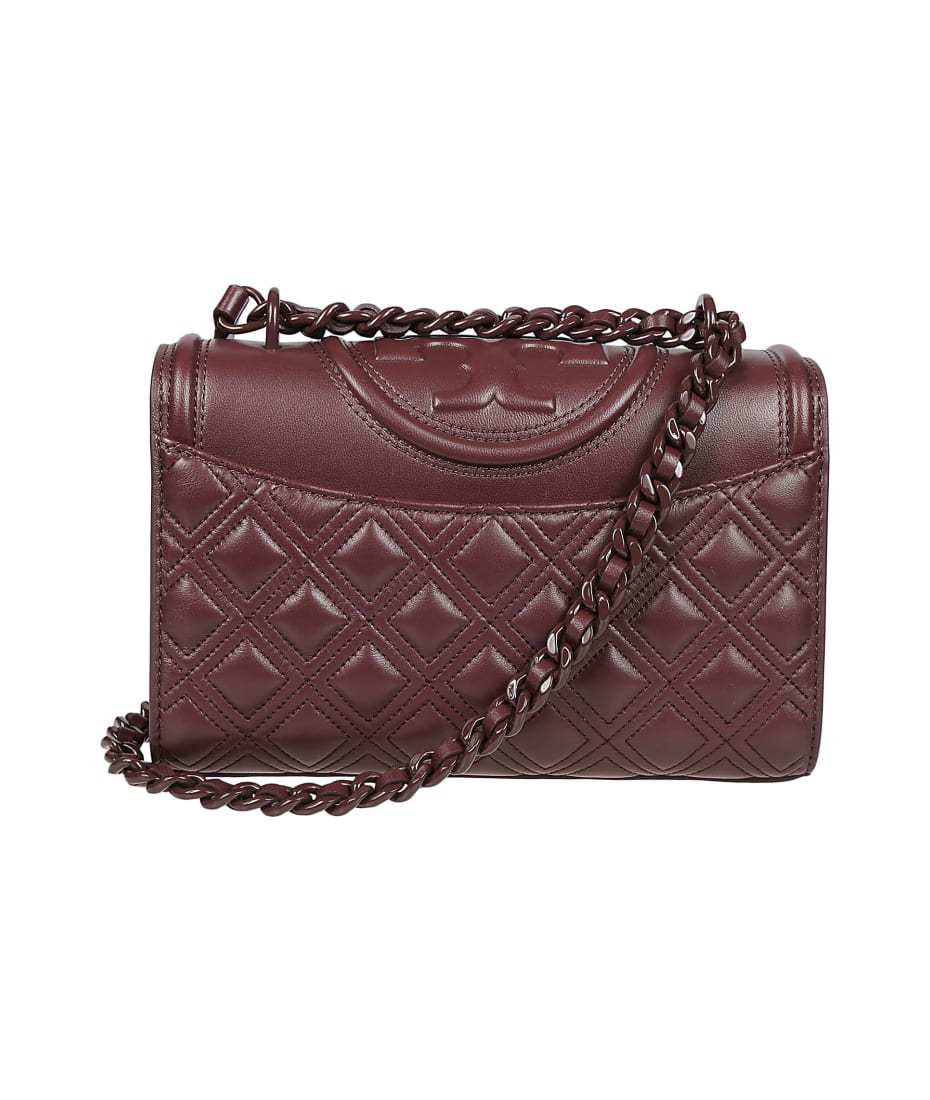 Tory Burch Large Red Wine FLEMING CONVERTIBLE Leather SHOULDER Crossbody bag