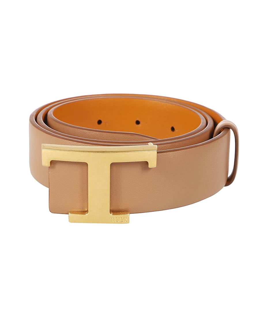 【送料&関税込】Tod's T-timeless Logo Plaque Reversible Belt Woman マルチカラー T タイムレス レザー リバーシブル ベルト