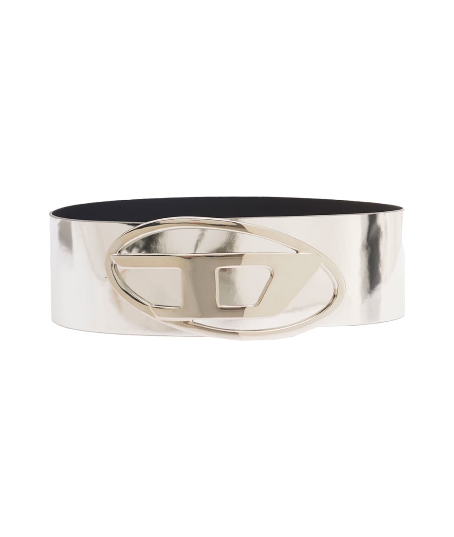 Diesel 'OVAL D LOGO B-1DR' Wide Belt With Logo Women'S Silver for Women