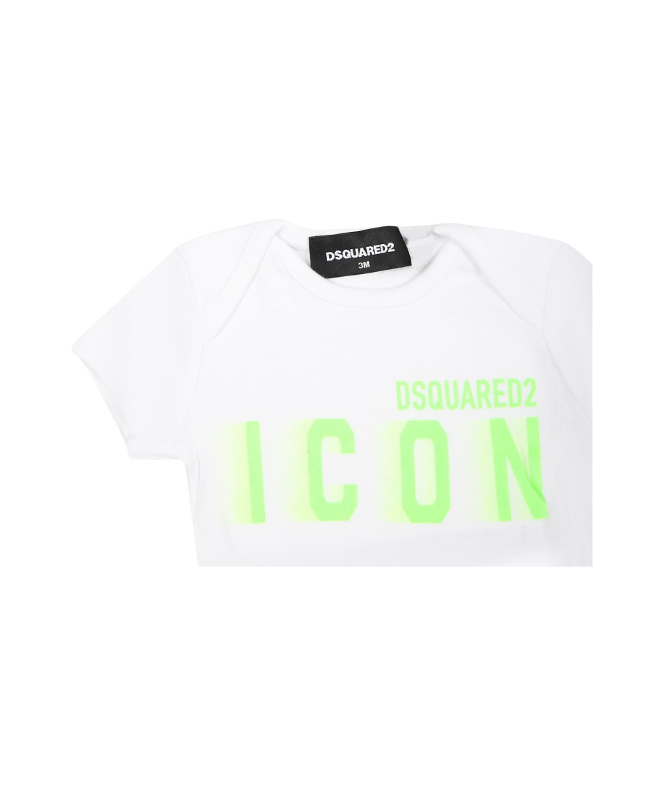 Dsquared2 White Bodysuit For Baby Boy With Logo - White
