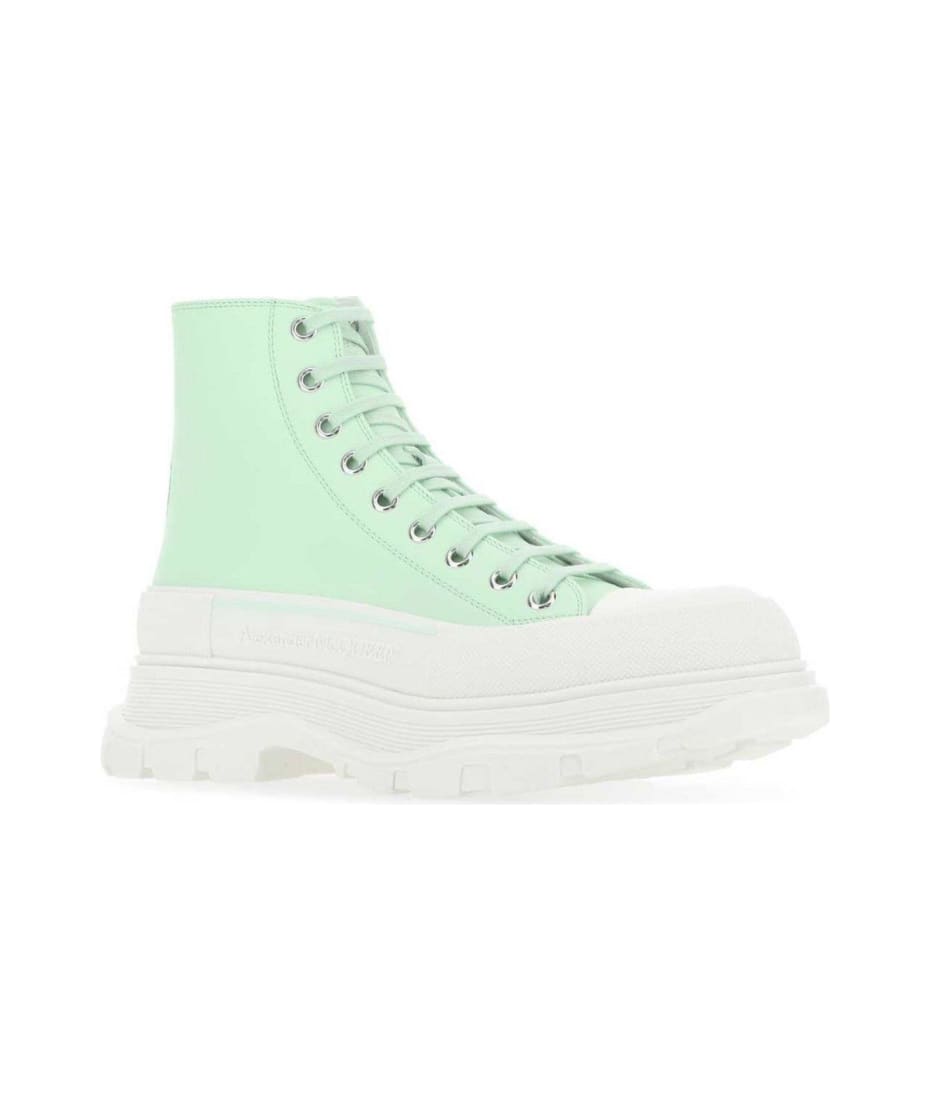Alexander McQueen Sea Green Leather Tread Slick Sneakers