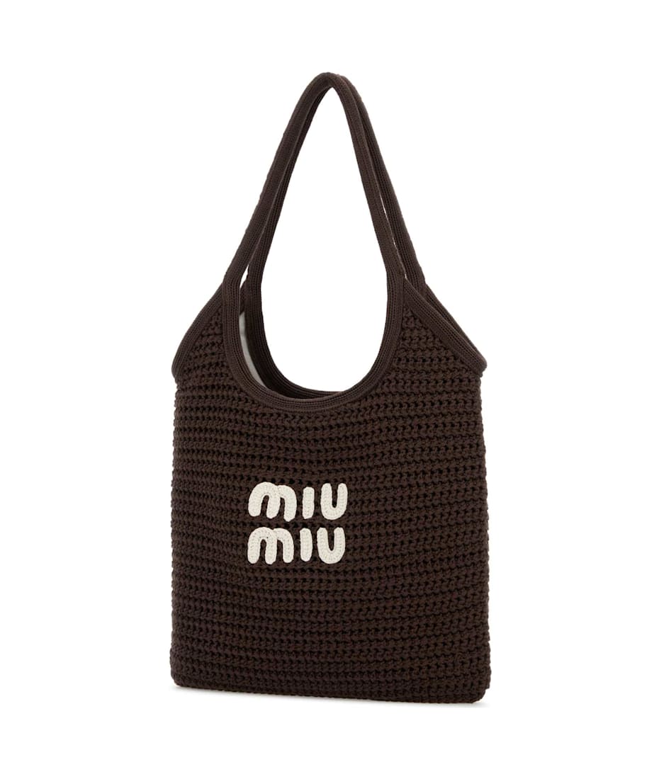 Miu Miu Brown Crochet Ivy Shopping Bag | italist