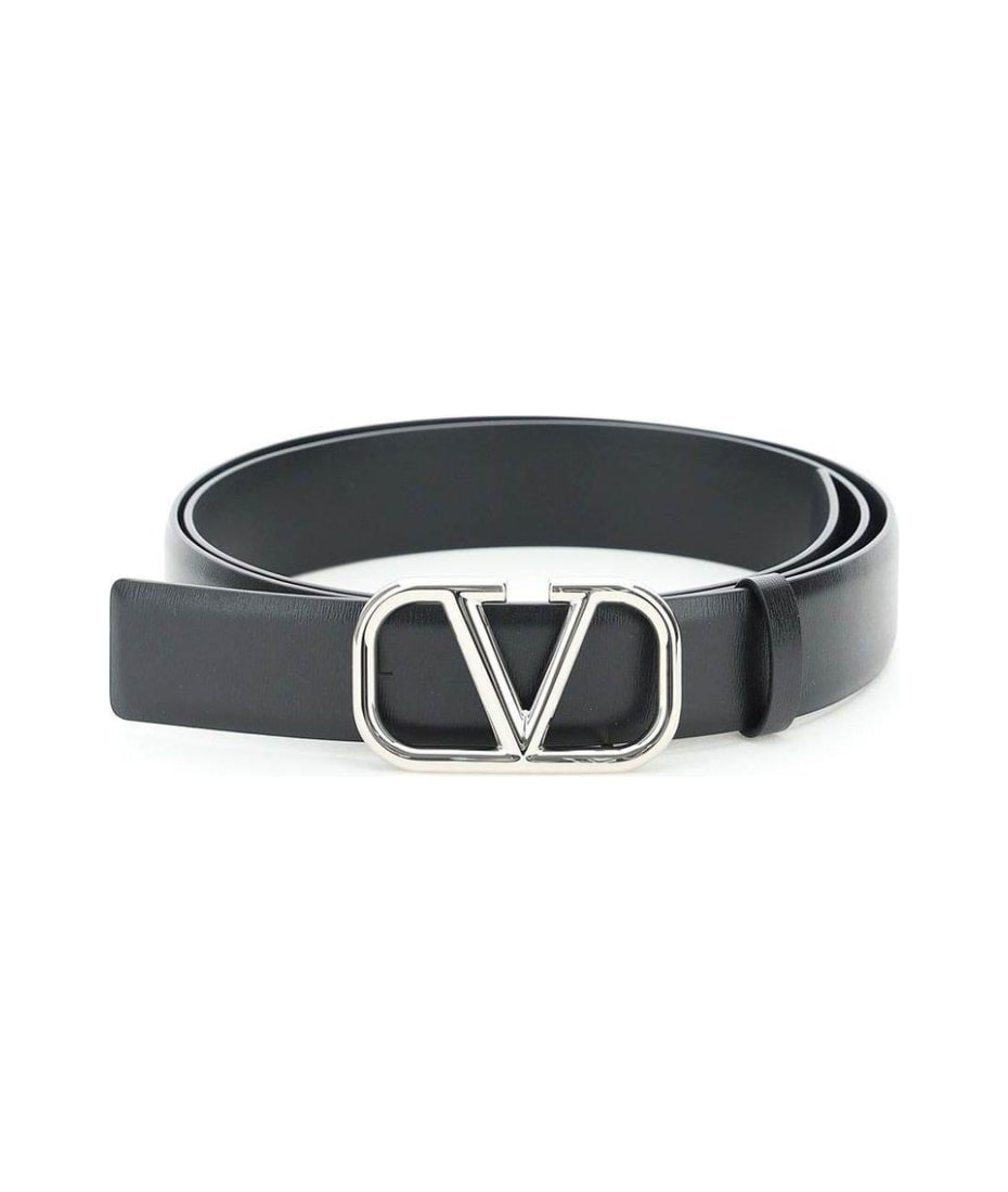 Valentino Garavani Vlogo Signature Calfskin Belt 40 mm Man Black 095