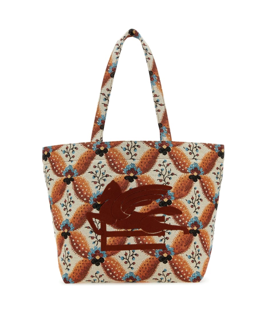 トートバッグ ETRO Embroidered canvas medium Soft Trotter shopping bag Etro Embroidered Canvas Medium Soft Trotter Shopping Bag