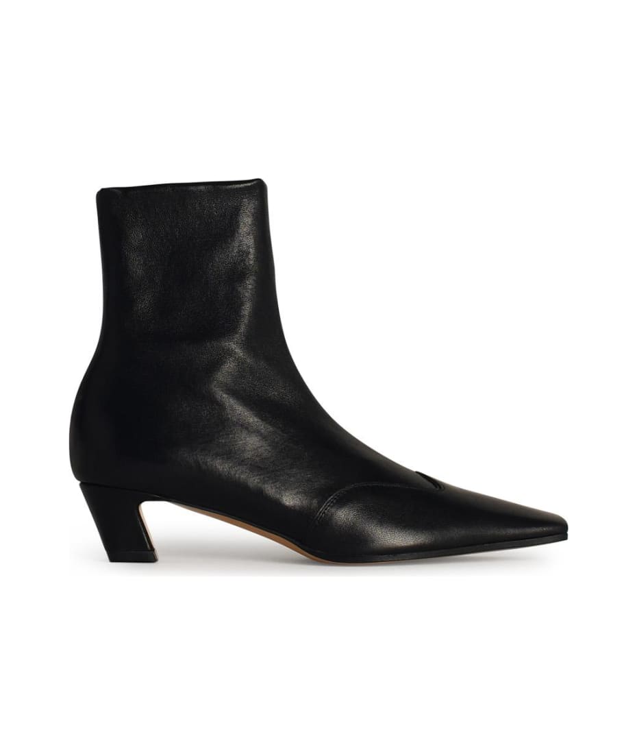 【送料&関税込】Khaite nevada 40 Black Leather Ankle Boots Nevada Stretch Low Boot in Black with Natural Python