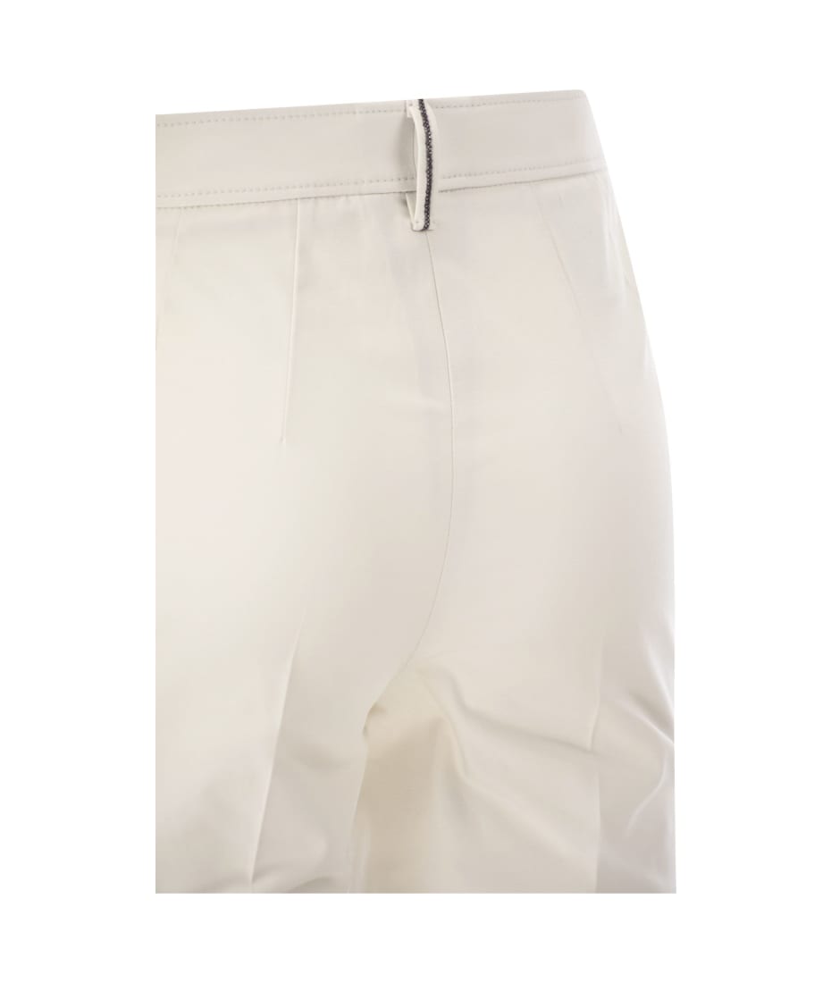 Brunello Cucinelli Cotton Twill Capri Trousers With Necklace