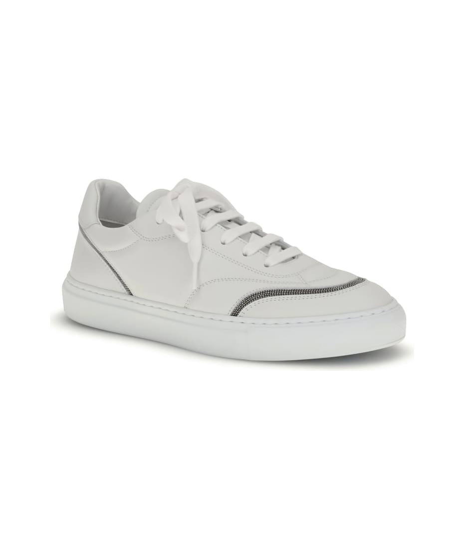 Brunello Cucinelli Leather Sneakers With Shiny Details