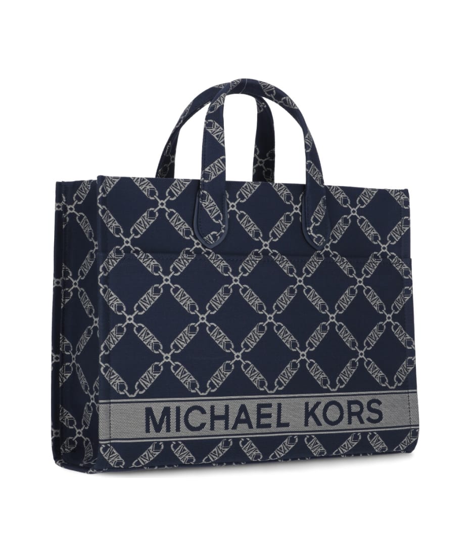 Michael Kors Jacquelyn Logo Charm Medium Tote Bag in Blue