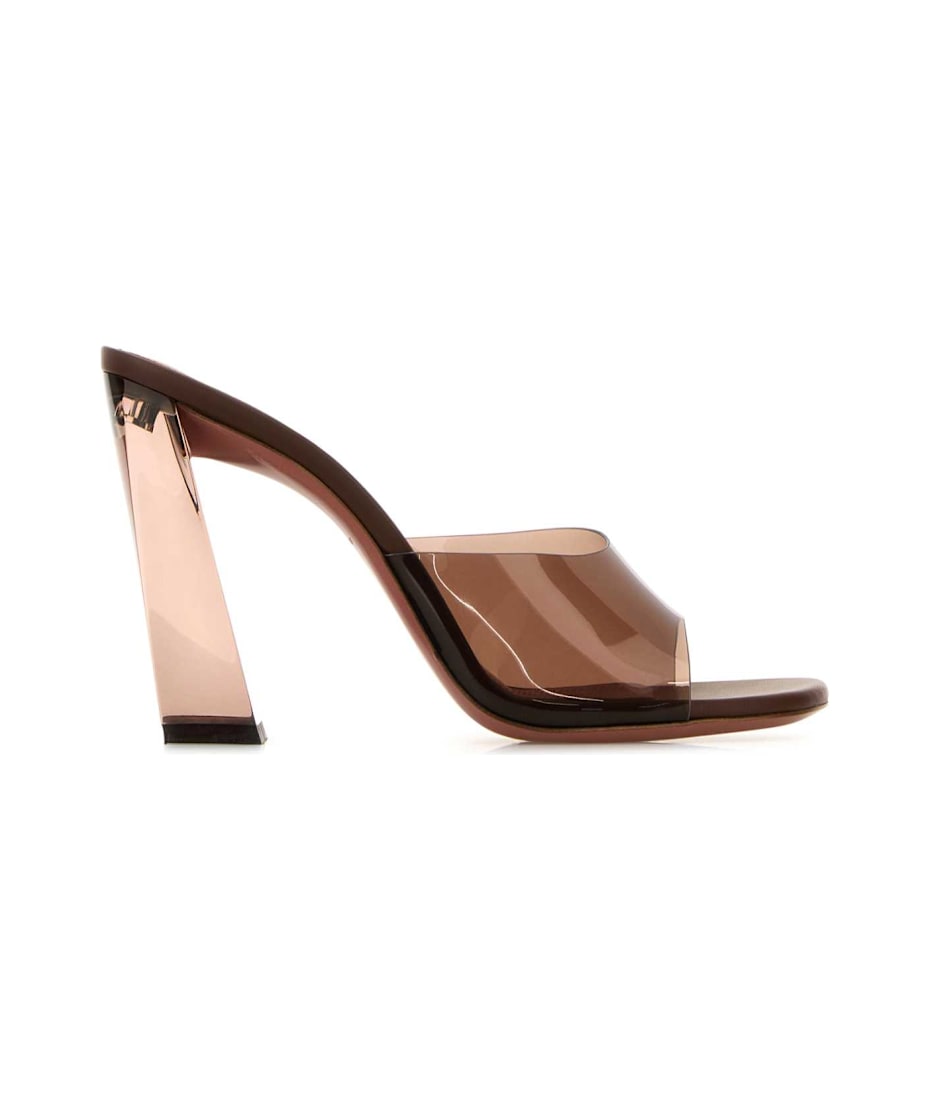 Amina Muaddi Brown Pvc Brigitte Mules | italist