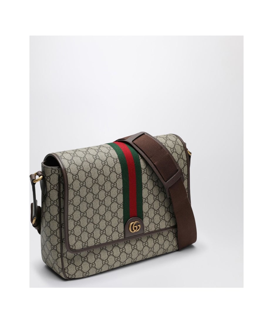 Gucci Shoulder Bag With Web Detail In Beige And Ebony Gg