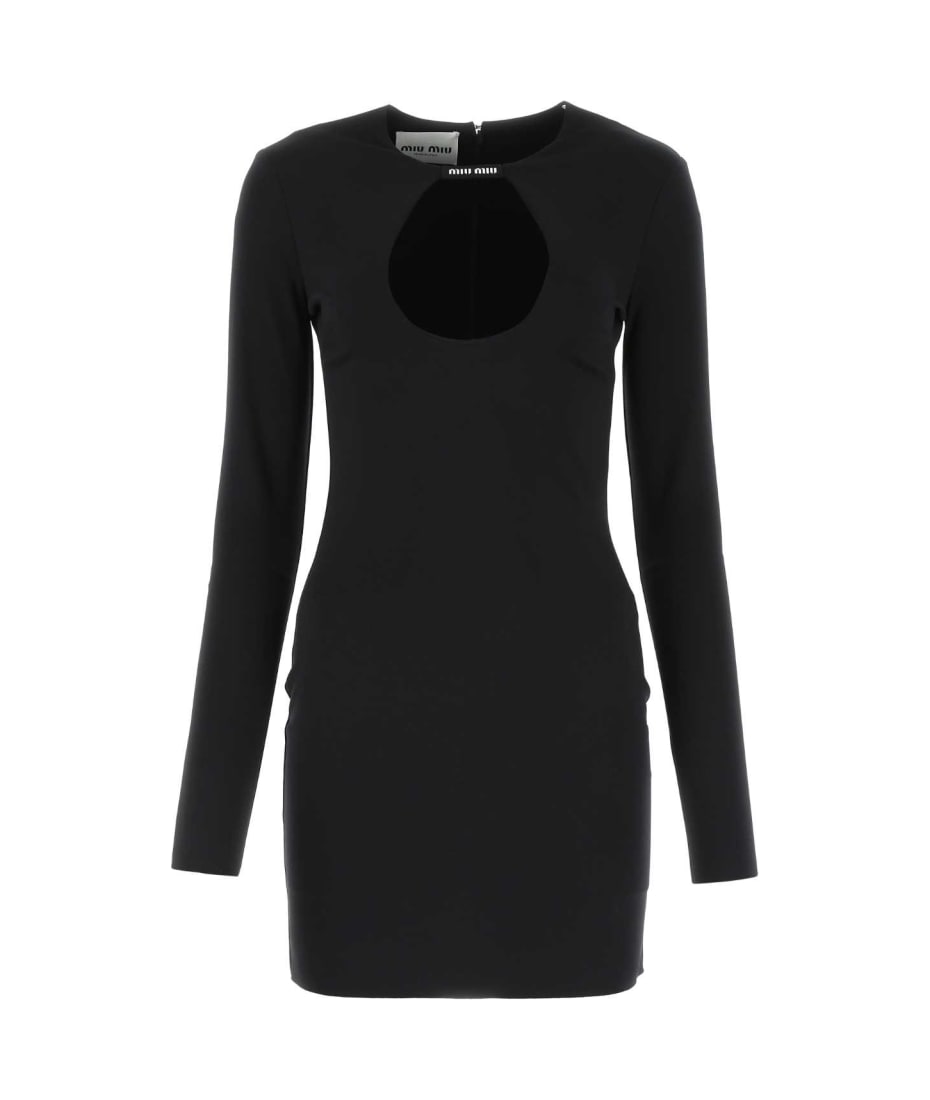 【送料&関税込】Miu Miu Black Stretch Nylon Mini Dress Miu Miu Black Stretch Nylon Mini Dress | italist