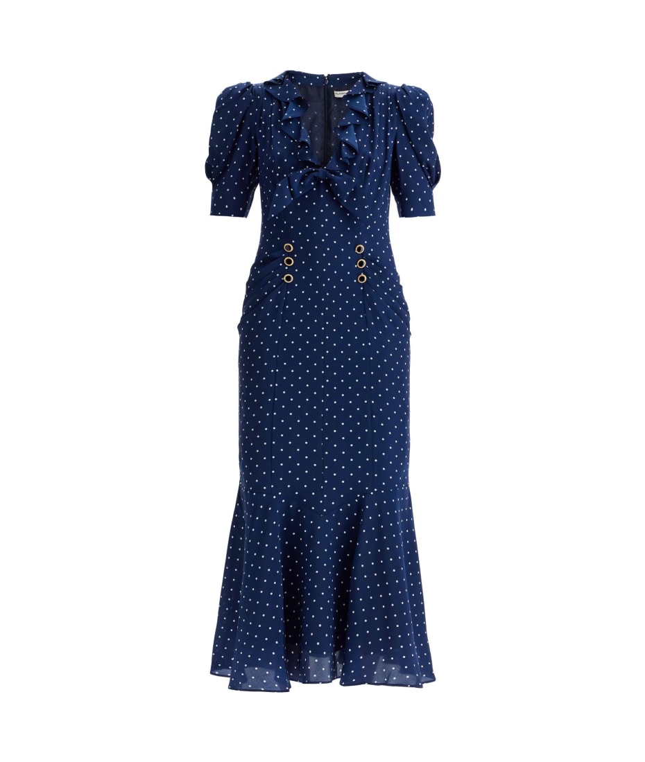 Alessandra Rich Polka Dot Silk Midi Dress | italist, ALWAYS LIKE A SALE