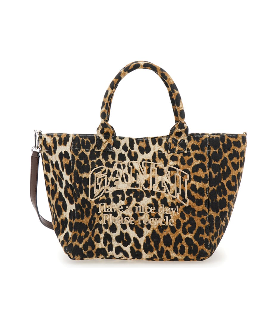 トートバッグ Ganni Shopping leopard embroidery logo Ganni Shopping Leopard Embroidery Logo | Balardi