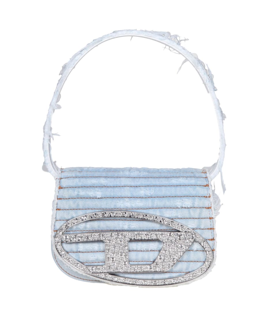 Diesel 1dr Bag In Black Canvas With Applied Crystals