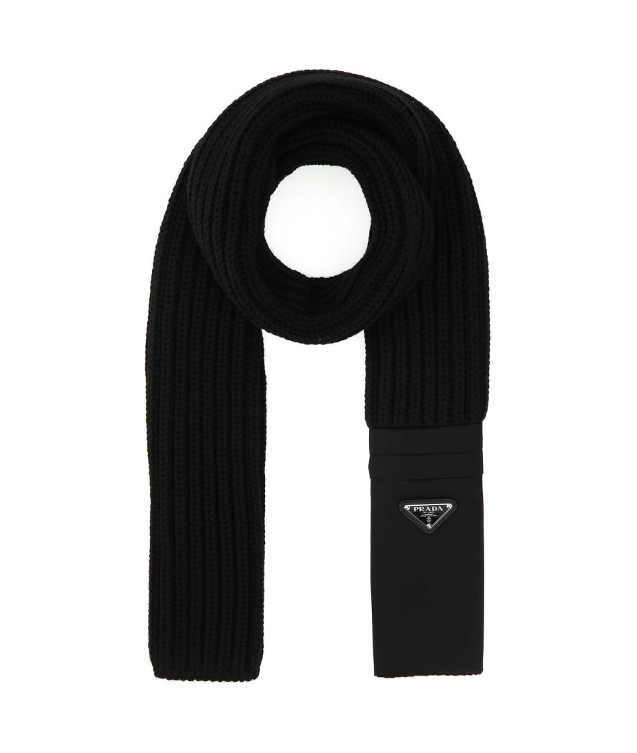 Prada Black Wool Scarf - F0002