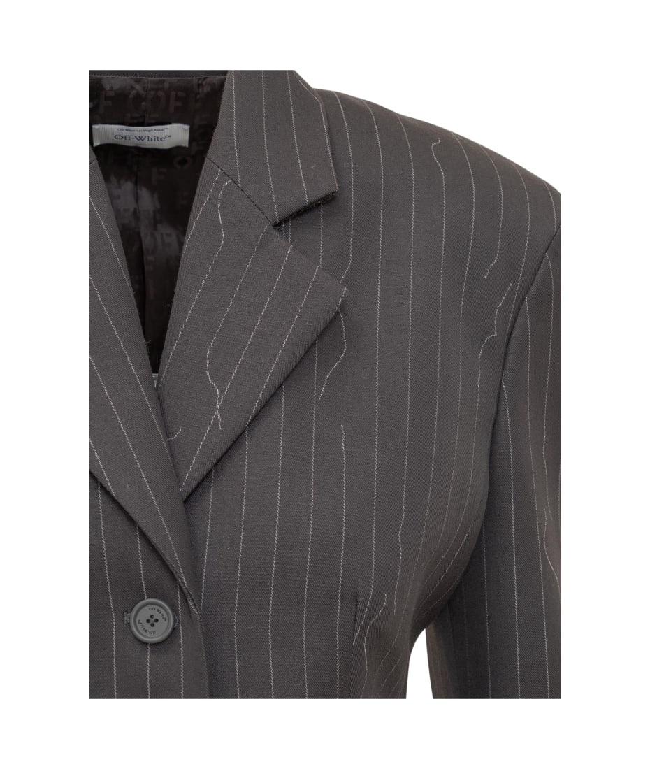 ジャケット OFF-WHITE GREY SINGLE-BREASTED PINSTRIPE JACKET Off-White c/o Virgil Abloh Blazers, sport coats and suit