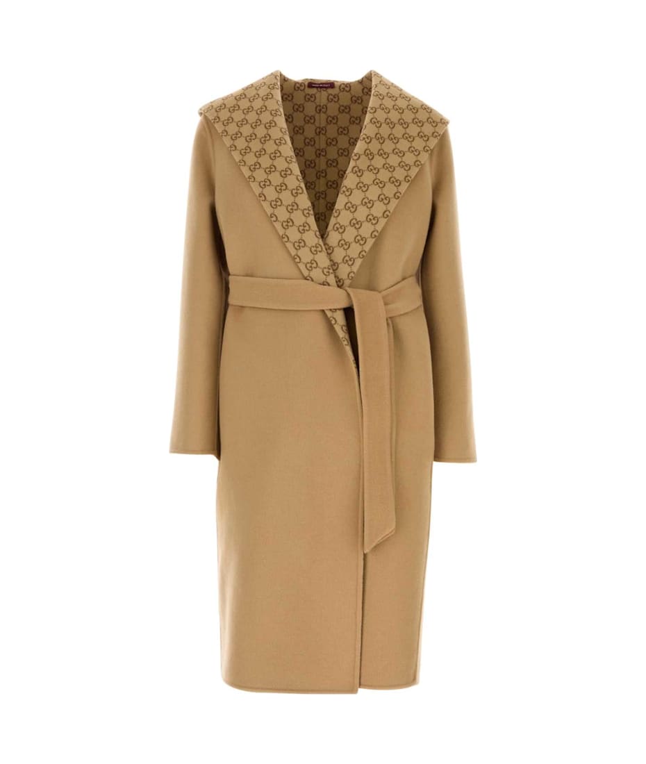コート Gucci Camel Wool Blend Reversible Coat Reversible GG wool coat in camel and beige | GUCCI® US
