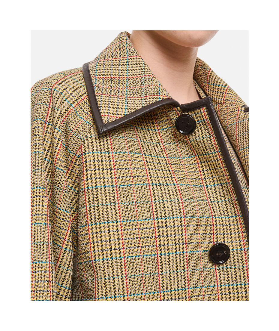 Bottega Veneta Wool Distorted Prince Of Wales Coat | italist