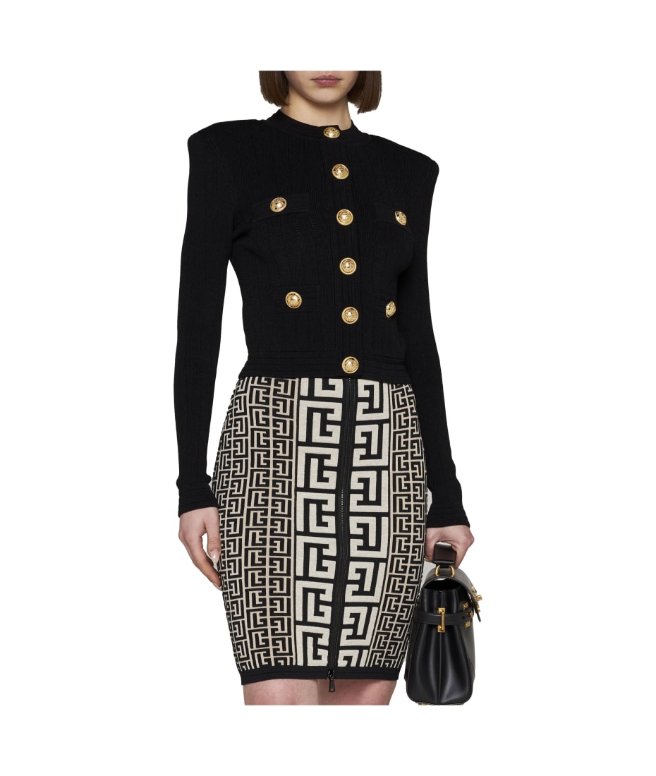 【送料&関税込】Balmain Hw Monogram Knit Knee Skirt Balmain Hw Monogram Knit Knee Skirt | italist