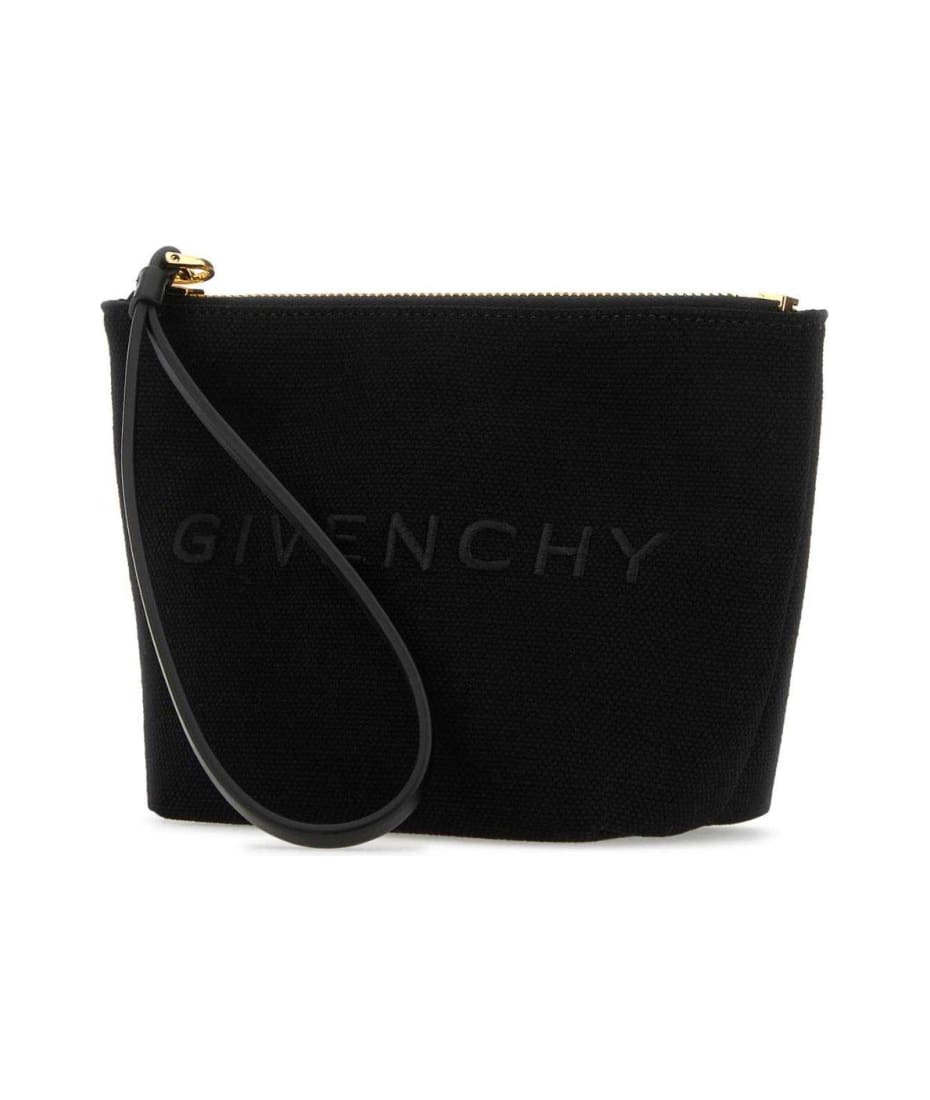 Givenchy Logo Printed Zipped Clutch Bag - Black
