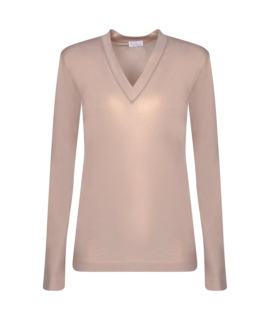 美品　Brunello Cucinelli グレー Vネック トップス L 美品 Brunello Cucinelli グレー Vネック トップス L