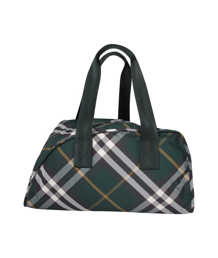 Burberry Shield Duffle Check Green Bag | italist