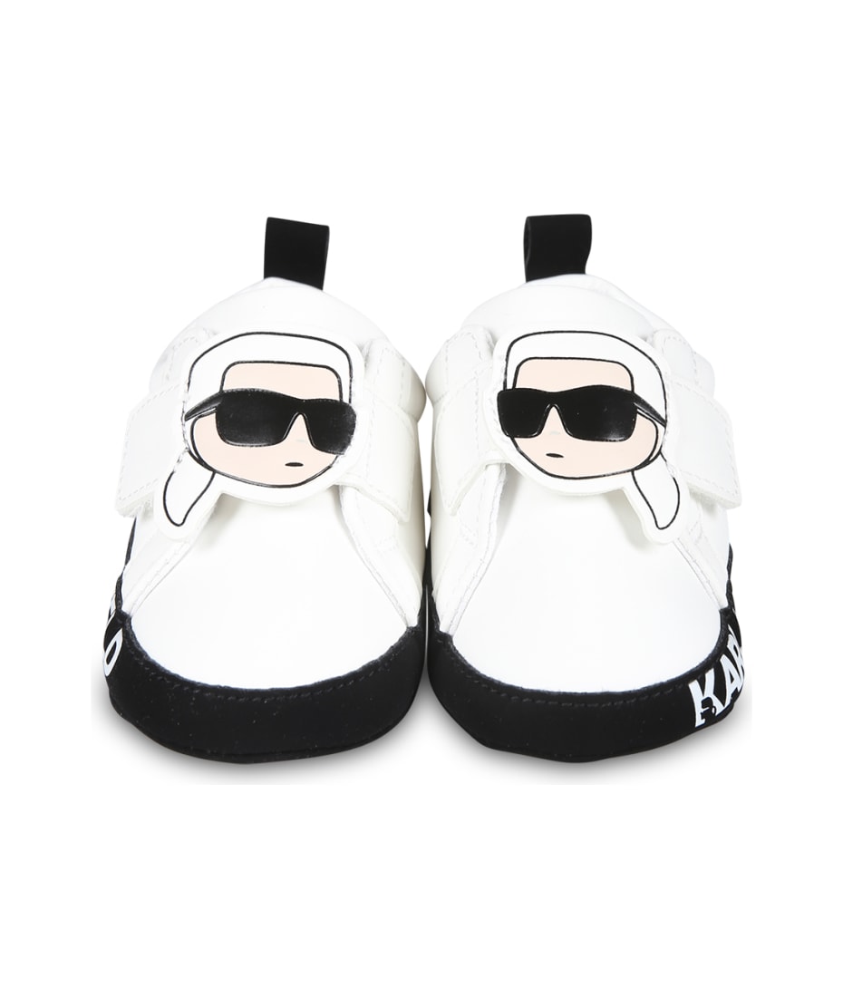 Karl Lagerfeld Kids White Sneakers For Baby Kids With Karl
