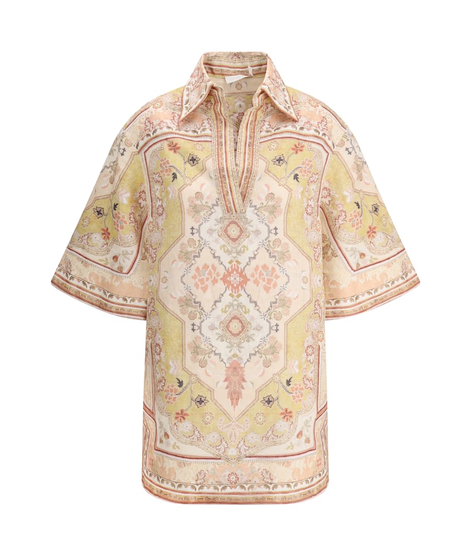 ワンピース Zimmermann DRESS (3214DSS255 YLWBOTFLO) Cascadian Yellow Floral Tiered Mini Dress