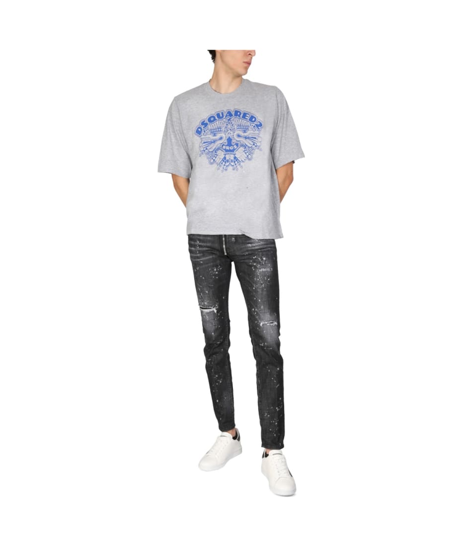 Tシャツ・カットソー D SQUARED2 DRAGON BROS FOOTBALL JERSEY COTTON T-SHIRT Dsquared2 Dragon Bros Football T-shirt | italist