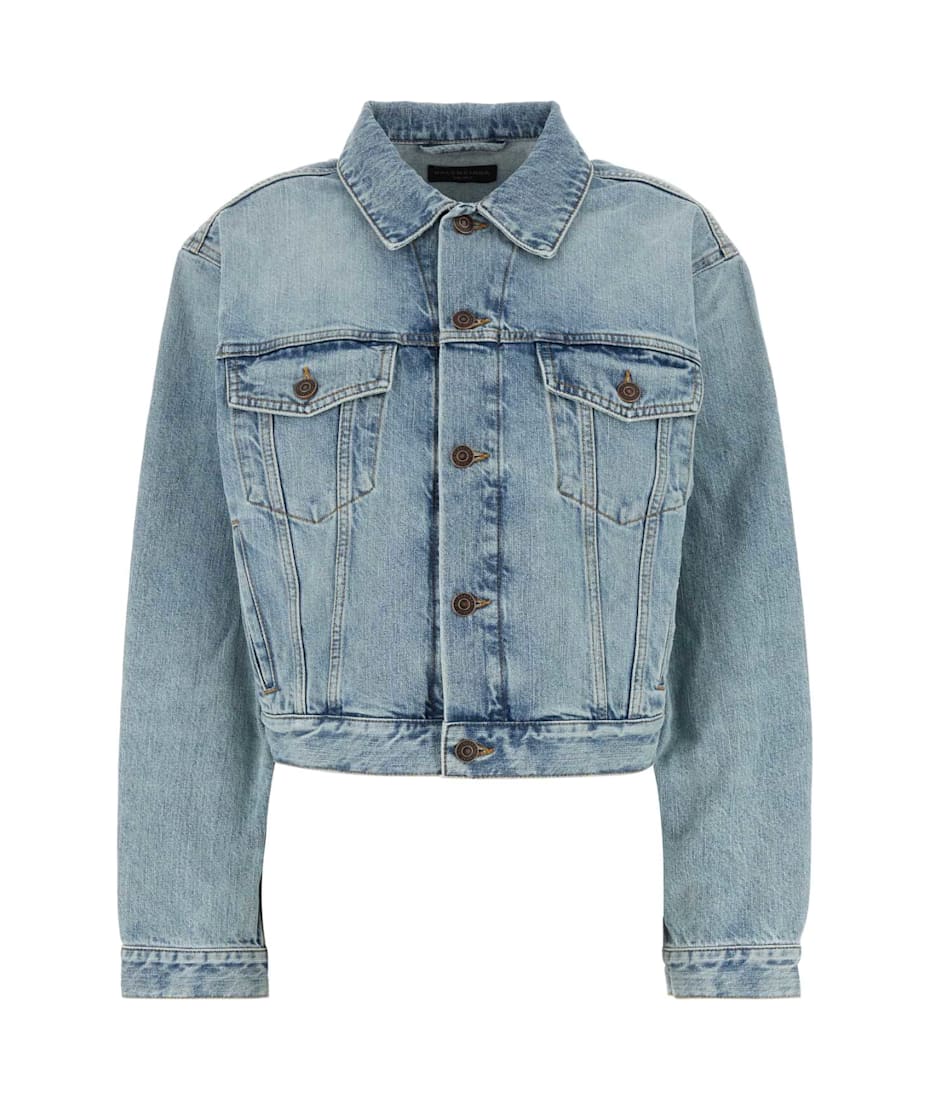BALENCIAGA MEN'S TWINSET DENIM JACKET/VEST W/ HOODIE LINING