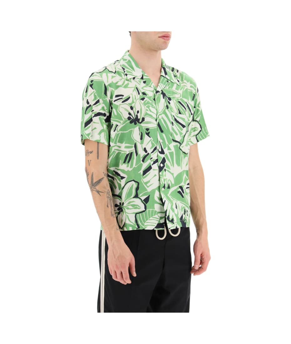 Palm Angels Bowling Shirt With Macro Hibiscus Print | italist