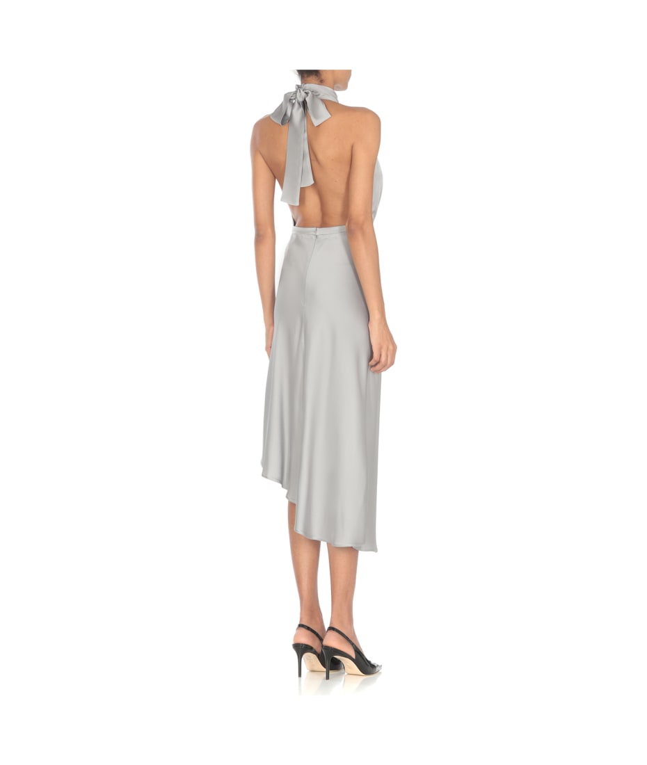 パーティードレス ELISABETTA FRANCHI Satin midi dress with asymmetric skirt Elisabetta Franchi Satin Midi Dress With Asymmetric Skirt