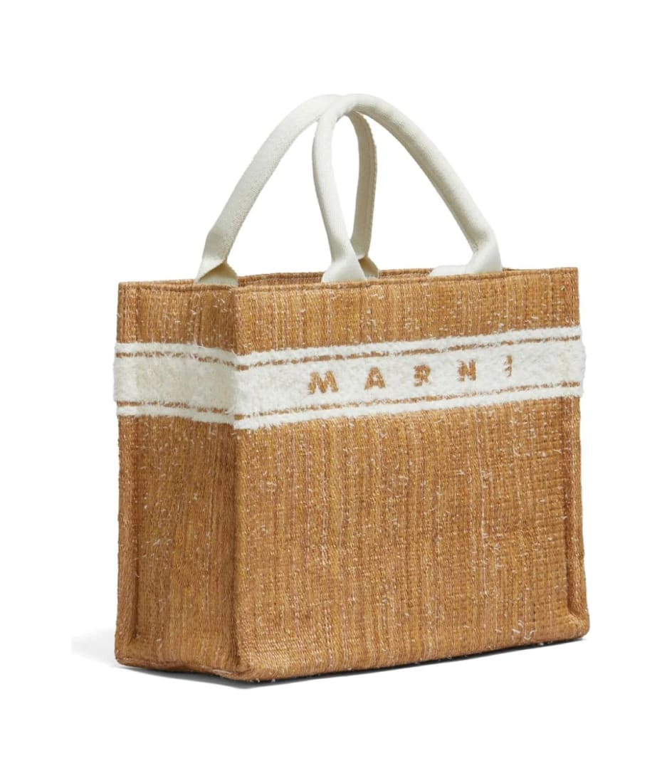 [MARNI]マルニEast-West SMALL TOTE BAG Marni East/west Small Tote Bag In Raffia Effect Fabric With