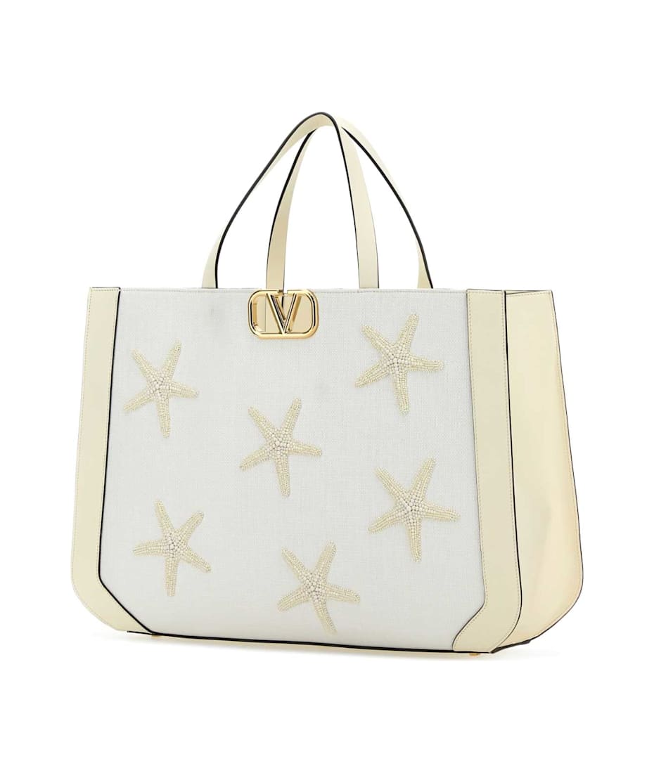 トートバッグ Valentino Garavani White Fabric Escape Shopping Bag White Fabric Valentino Garavani Escape Shopping Bag