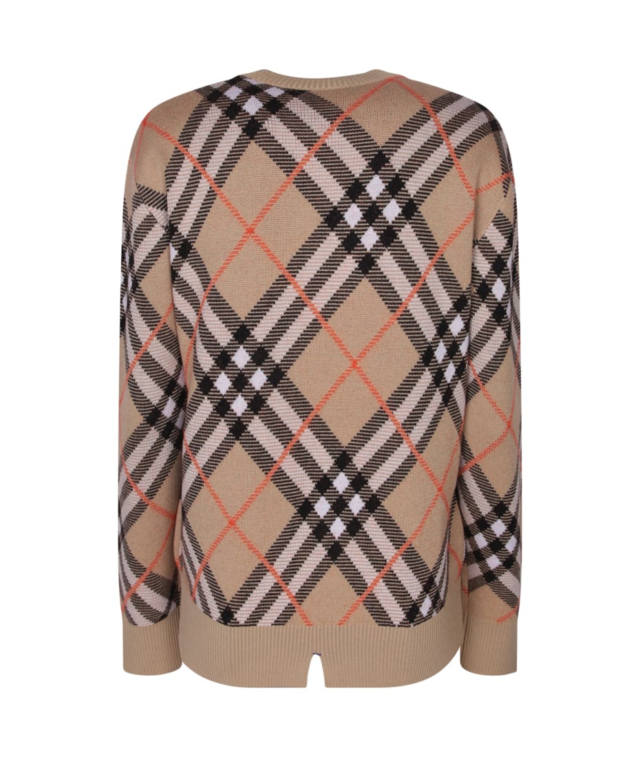 【送料&関税込】Burberry Embroidered Wool Sweater Check Label Wool Sweater in Nutmeg - Women | Burberry® Official